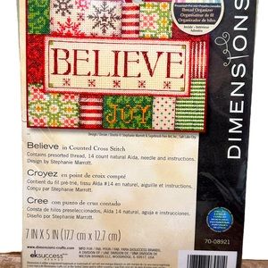 Dimensions BELIEVE Christmas Counted Cross Stitch Kit 7"x5" #70-08921 Sealed NEW